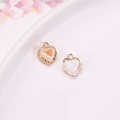 Colorful heart crystal pendants with golden lace edges for DIY jewelry making - Milky White (D1-15)