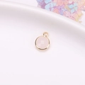 Runder Anhänger aus rosa Kristall mit vergoldetem Kupferrahmen für DIY Schmuck - Weißer Jade