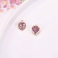 DIY colorful heart pendants with purple crystal and gold-plated lace crown border - Purple (D1-19)