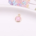 Facettierter runder rosa Kristallanhänger mit Goldrand für DIY-Schmuck und Halsketten - Rosa Jade