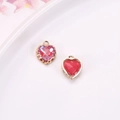 Red heart jewelry pendants with golden filigree edge for DIY necklace and earrings - Red (D1-20)
