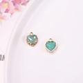 DIY gold heart pendants featuring turquoise and faceted blue crystals with hollow design - Blue Green (D1-22)