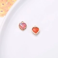 Pink and red heart crystal pendants with intricate golden bird nest filigree frames - Orange Red (D1-24)