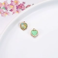 Colorful heart pendants with golden nest frames for DIY jewelry necklace making - Light Green (D1-14)
