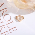 Gold plated heart pendant with wings and clear crystal for DIY jewelry making - White