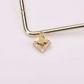 Elegant square yellow crystal pendant with white zircon accents in a gold-plated V-shape setting - Gold