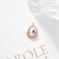 Pear-shaped pink crystal drop pendant with gold plated micro-pave cubic zirconia trim - Pink