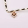 Elegant square amber crystal pendant with diamond-encrusted V-shape in gold plating - Light Gray