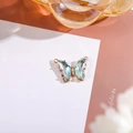 Pendentif papillon en cristal bleu clair avec dorure 14K pour la création de bijoux - 16x22 Extérieur 7x15 Verre Double Boucle / Bleu Lac Clair Électroplaqué