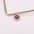 Square red crystal pendant with zircon halo and gold plating for jewelry making - Medium Purple