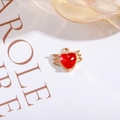 Gold-plated copper pendant with red crystal heart and angel wings for jewelry DIY - Red