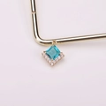 Elegant gold square lake blue crystal pendant surrounded by white cubic zirconia - Lake Blue