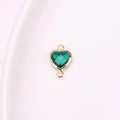 Green crystal heart pendant connector with polished gold plating for DIY jewelry - 8mm / Peacock Green