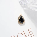 Ciondolo a goccia dorato con cristallo nero e strass scintillanti per gioielli fai-da-te - Nero