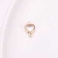 Golden heart-shaped crystal connector pendant with double loops for DIY jewelry - 8mm / White