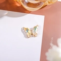 Pendentif papillon en or 14K avec cristal AB et double boucle pour création de bijoux - 16x22 Extérieur 7x15 Verre Double Boucle / Couleur AB