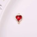 DIY heart shaped ruby red crystal pendant with gold plating and double rings - 8mm / Red