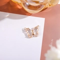 14K gold-plated double-loop butterfly pendant with transparent crystals for DIY jewelry - 16x22 Outer 7x15 Glass Dual Loop / White