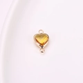 Amber crystal heart pendant with gold plated copper bezel and double jump rings - 8mm / Gold