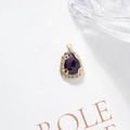 Ciondolo a goccia in cristallo viola con bordo in strass dorati per gioielli fai-da-te - Violetto