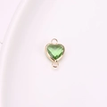 Emerald heart crystal connector charm with gold plated copper bezel for DIY jewelry - Light Green