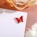 14K gold filled red crystal butterfly charm pendant for DIY necklace and jewelry making - 16x22 Outer 7x15 Glass Dual Loop / Red