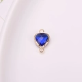 Dark blue crystal heart charm connector with gold plated brass frame for DIY jewelry - Sapphire Blue