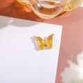 14K gold filled amber yellow crystal butterfly pendant with dual connection loops - 16x22 Outer 7x15 Glass Dual Loop / Gold