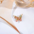 Handgemaakte vlinder hanger met goud vergulding en gekleurde hars voor DIY sieraden - Stersteen Dubbele Lus Vlinder / Roze