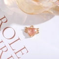 Gold plated heart pendant with pink crystal and small wings for jewelry making - Rose Red