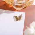 14K gold butterfly pendant with amber crystals and dual loops for DIY jewelry making - 16x22 Outer 7x15 Glass Dual Loop / Light Gray