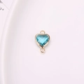 Light blue faceted crystal heart connector in gold frame for DIY jewelry making - Lake Blue