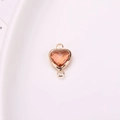 Faceted amber crystal heart connector with gold copper plating for DIY jewelry making - Rose Red