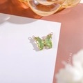 14K gold filled light green crystal butterfly pendant with double loops for DIY jewelry - 16x22 Outer 7x15 Glass Dual Loop / Light Green
