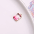 Rechthoekige kristallen hanger met roze kleurverloop en gouden zetting voor sieraden - Dieproze Transparant Gradiënt (D2-244)