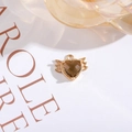 Gold-plated copper wing pendant with amber heart-shaped crystal for DIY jewelry - Light Gray