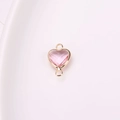 Pink heart crystal pendant with gold copper frame for DIY necklaces and earrings - Pink