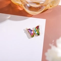 14K gold butterfly pendant with iridescent crystals and dual loops for DIY jewelry - 16x22 Outer 7x15 Glass Dual Loop / Multicolor