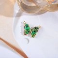 Gouden vlinder hanger met groene stenen vleugels en zirkonia voor DIY-sieraden - Stersteen Dubbele Lus Vlinder / Groen