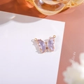 Exquisite 14K gold plated butterfly pendant connector with purple crystal and pave accents - 16x22 Outer 7x15 Glass Dual Loop / Crystal Purple