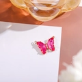 Red crystal butterfly pendant with 14K gold plating and double rings for jewelry making - 16x22 Outer 7x15 Glass Dual Loop / Rose Red