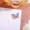 14K gold filled butterfly pendant with purple and blue gradient crystals for DIY jewelry - 16x22 Outer 7x15 Glass Dual Loop / Pink Purple