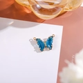 Blue crystal butterfly pendant with 14K gold plated frame and dual loops for DIY jewelry - 16x22 Outer 7x15 Glass Dual Loop / Peacock Blue