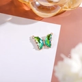 14K gold filled butterfly pendant featuring green gradient crystals and twin bail loops - 16x22 Outer 7x15 Glass Dual Loop / Green