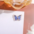 14K gold filled light blue crystal butterfly pendant charm for DIY jewelry - 16x22 Outer 7x15 Glass Dual Loop / Medium Blue & White