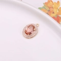Rose gold oval pendant with champagne crystal and double halo diamond setting - Rose Red