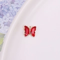 Pendentif papillon rouge en cristal coloré avec alliage plaqué or 14 carats DIY - Rouge