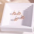 Pink oval faceted crystal earring charms in 14K gold-plated setting for DIY jewelry - Pink