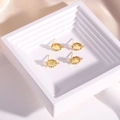 14K gold filled oval yellow crystal stud earrings with silver pins for jewelry making - Gold