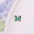 Pendentif papillon en cristal vert dégradé avec placage or et petits zircons - Vert
